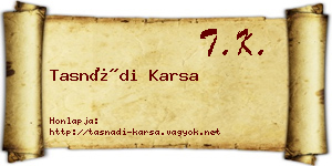 Tasnádi Karsa névjegykártya